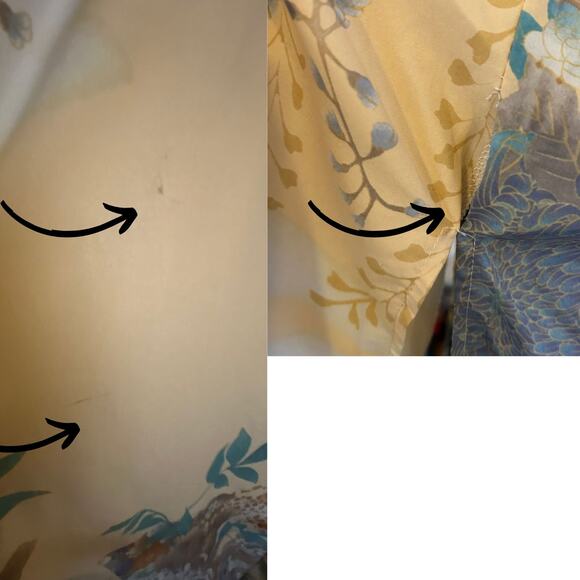Vintage 70s–80s Pastel Floral Kimono Robe – Soft Flowing Fabric, S–L - Picture 5 of 7